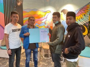 Ketum KNPI, Alvin Akawijaya, Wakil Ketua Bidang Pariwisata, Nukman, Sekum KNPI, Muh. Daulat, dan Bendum KNPI, Erwin Jayus